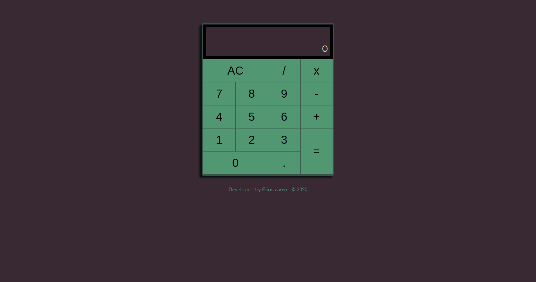 Javascript Calculator project site screen shot